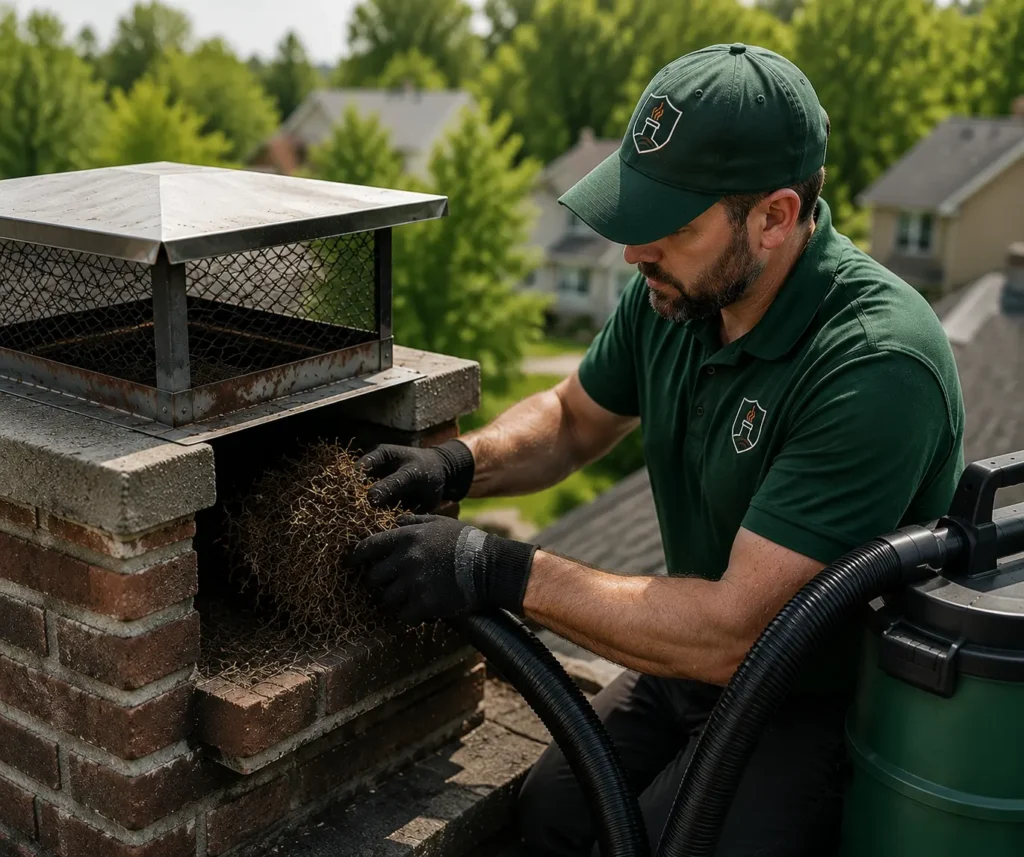 Animal nest and debris removal service in Maryland by SafeFlow Chimney & Air