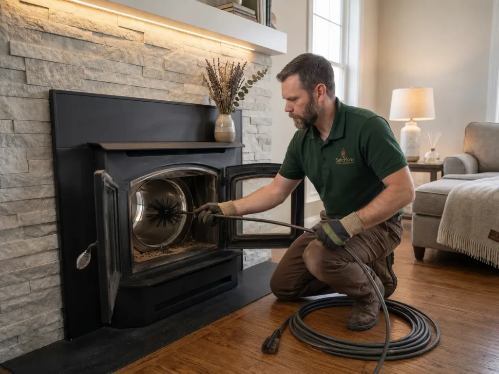 Chimney liner cleaning service in Maryland by SafeFlow Chimney & Air