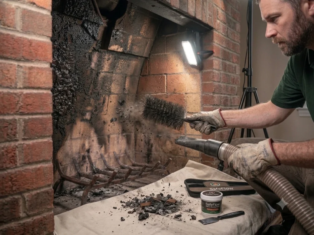 Firebox cleaning service in Maryland by SafeFlow Chimney & Air